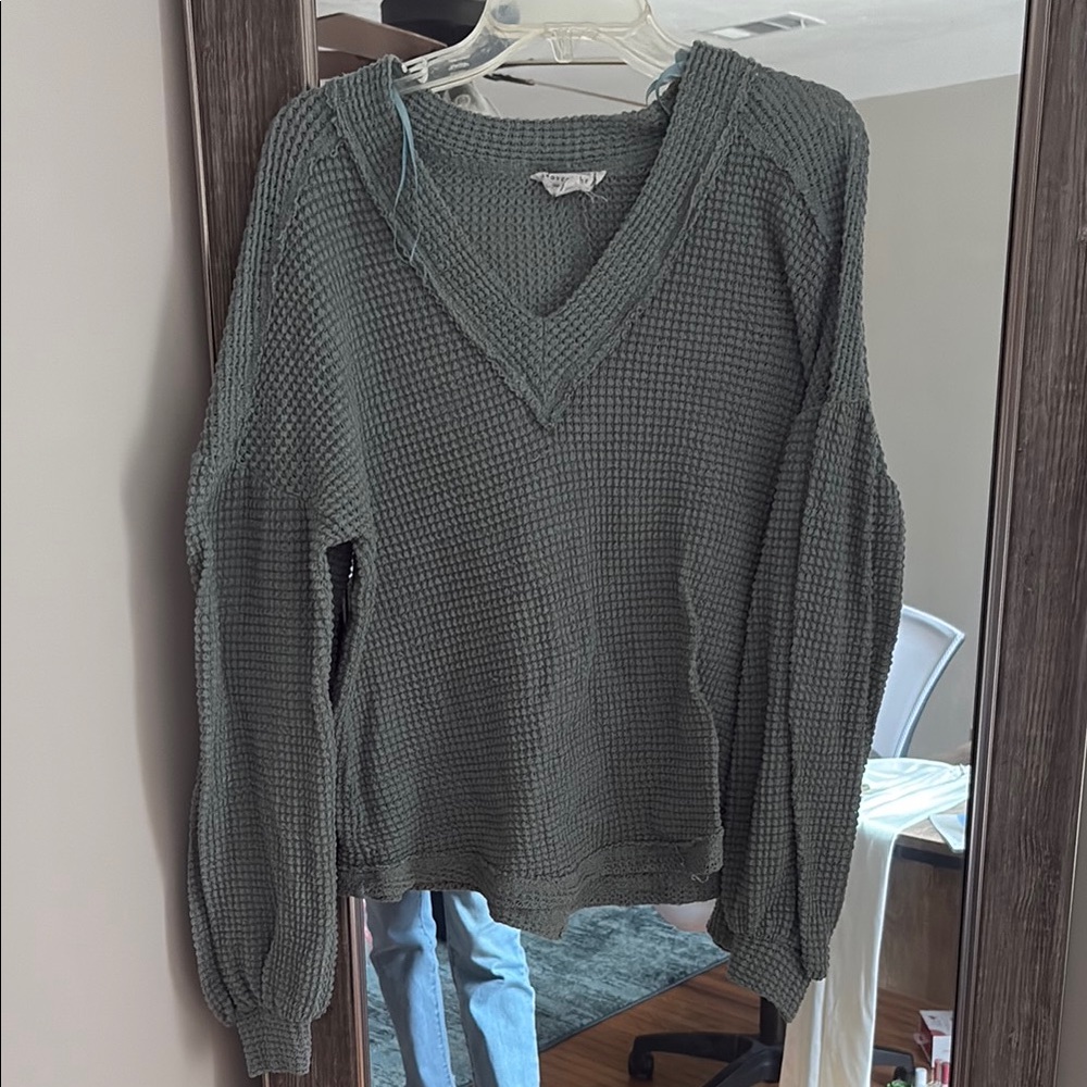 Women's Green V-Neck Sweater